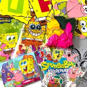 Sponge Bob Square Pants Party Kit- tablecloth/balloons/treat bags etc